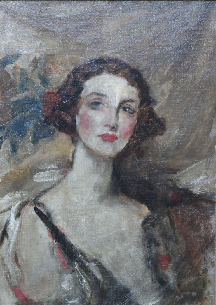 British Impressionist female portrait by James Jebusa Shannon  Richard Taylor Fine Art