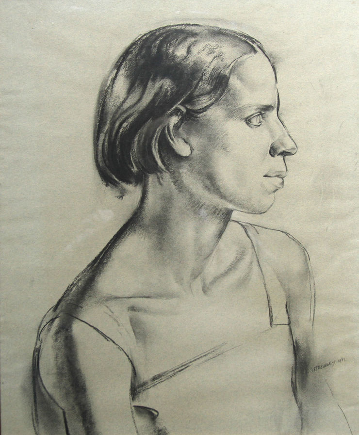 Profile Portrait of Young Woman Art Deco drawing by James Stroudley Richard Taylor Fine Art