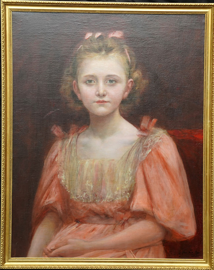 Portrait of a Girl by Georges  van den Bos at Richard Taylor Fine Art