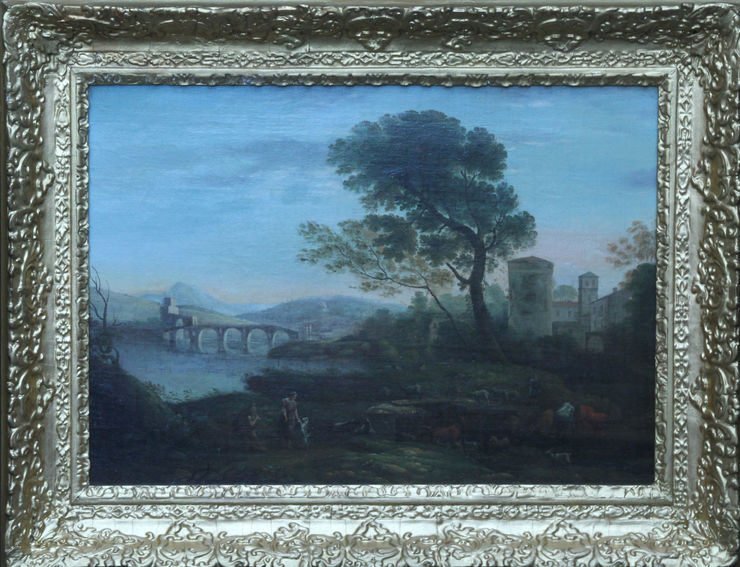 Old Master Classical Landscape by Jans Frans van Bloemen (att) at Richard Taylor Fine Art