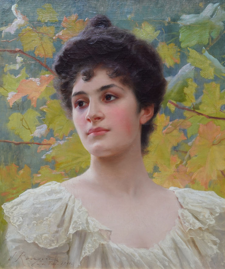 French 1900 Portrait of a Lady by Jean Rongier Richard Taylor Fine Art