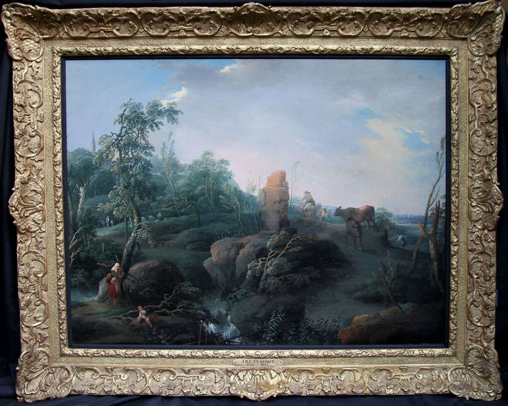 Capriccio Arcadian landscape by Jean Baptist Claudot at Richard Taylor Fine Art