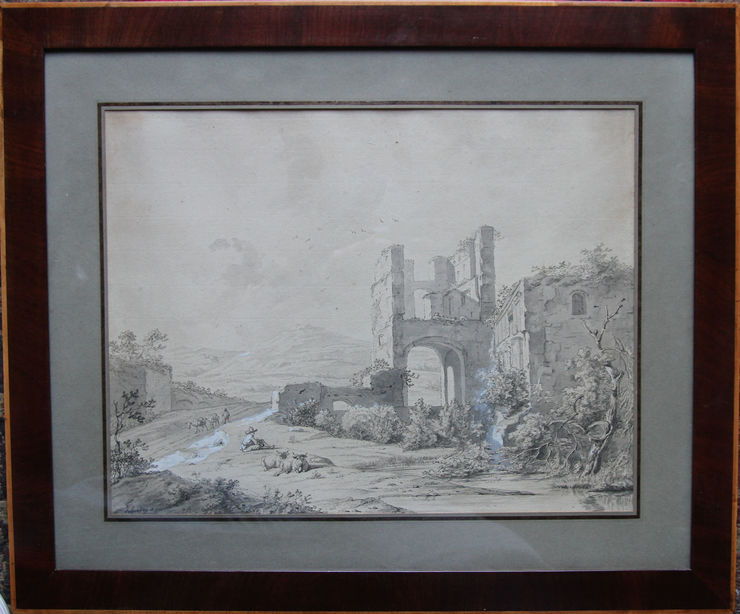 Italian Capriccio Landscape by Johann Christoph Erhard at Richard Taylor Fine Art