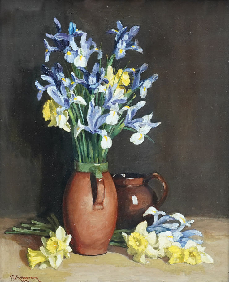 Scottish 1930's Still Life Floral by John B Robertson Richard Taylor Fine Art