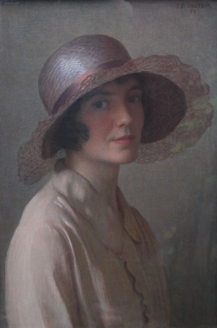 Scottish Portrait The Pink Bonnet by  John Bulloch Souter Richard Taylor Fine Art