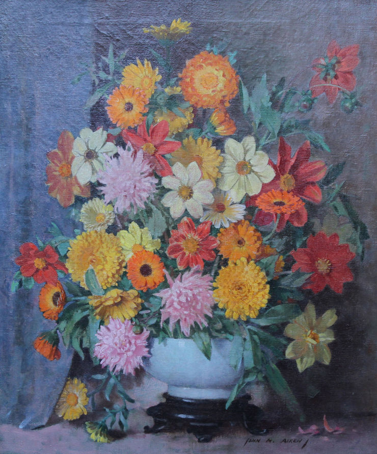 Scottish Post Impressionist Floral by John Aiken Richard Taylor Fine Art