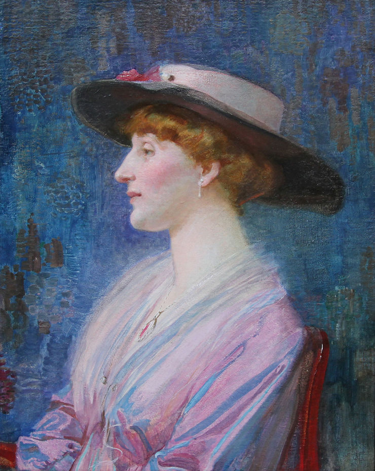Lady in a Hat Victorian portrait by Joseph Walter West Richard Taylor Fine Art