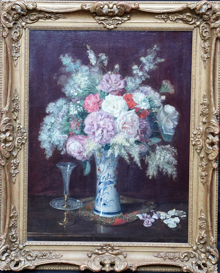 French Floral Still Life by Jules Etienne Carot Still at Richard Taylor Fine Art