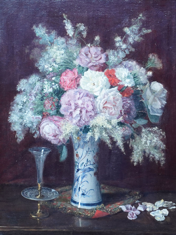 French Victorian Floral Still Life by Jules Etienne Carot Still at Richard Taylor Fine Art
