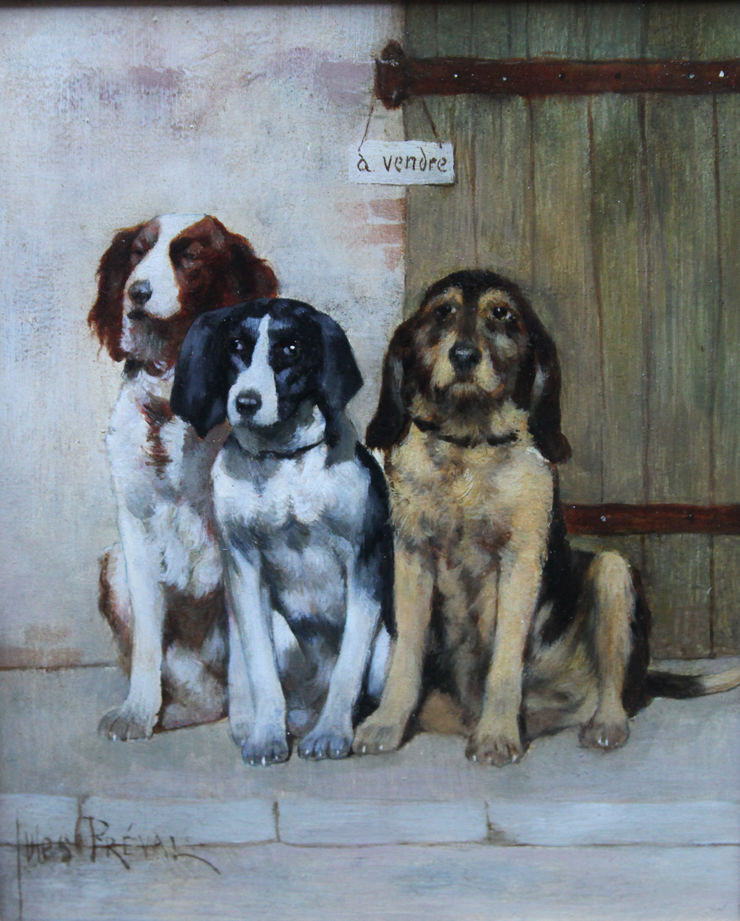 French 19th century Dogs Portrait by Jules Preval Richard Taylor Fine Art
