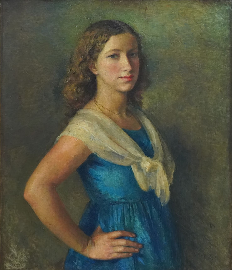 British 1920's Portrait of a Lady by Lionel Ellis Richard Taylor Fine Art