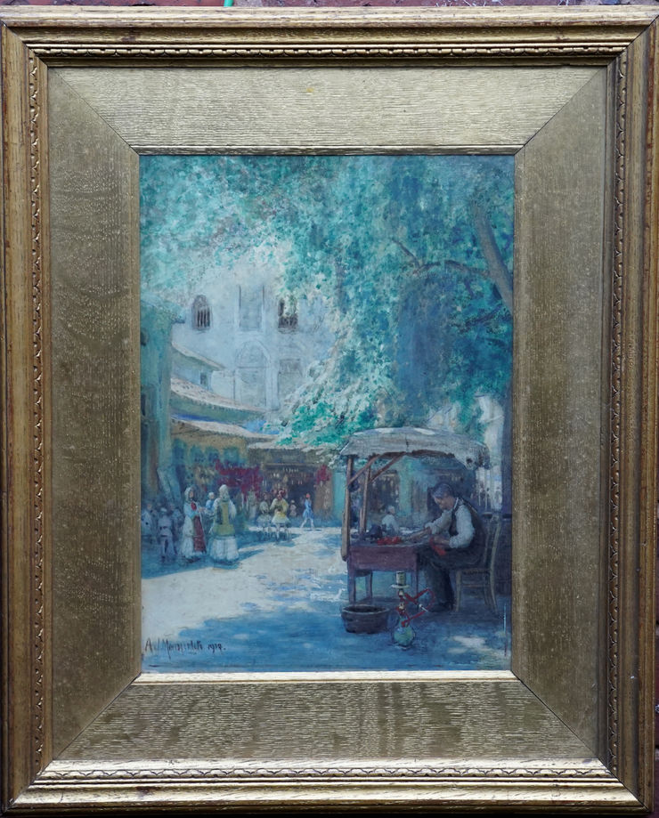 Market Landscape by French Impressionist at Richard Taylor Fine Art