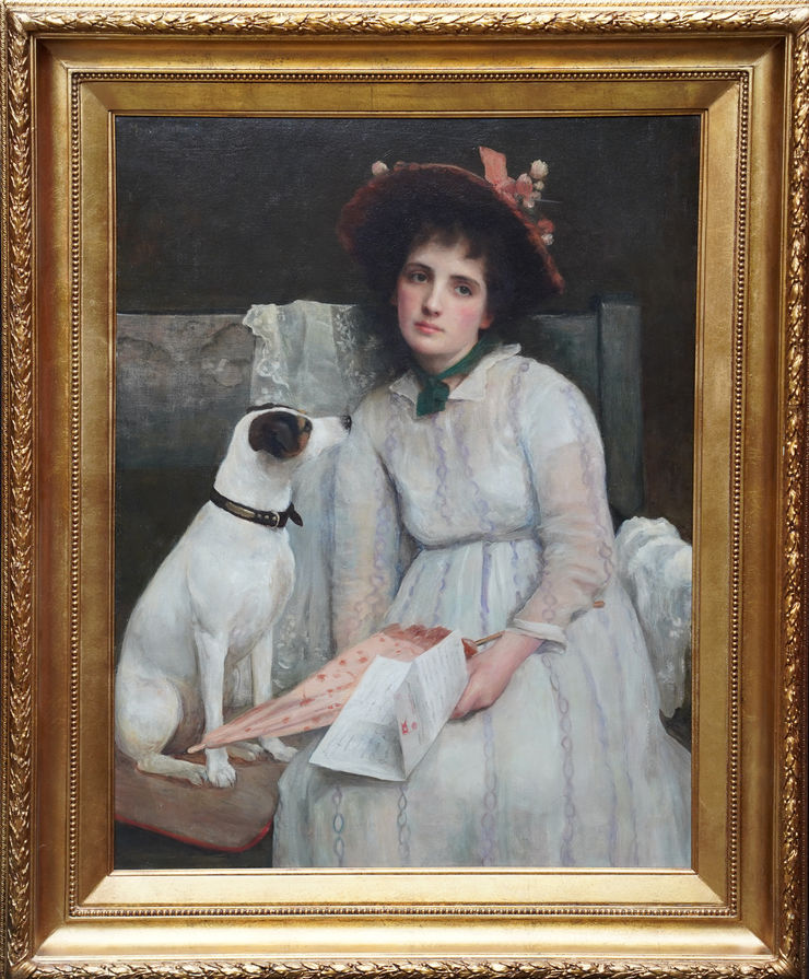 British Lady and Dog Portrait by Maud Porter at Richard Taylor Fine Art