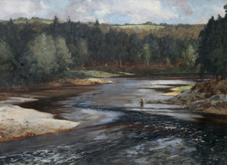 River Landscape Upper Spey Scotland by Norman Wilkinson Richard Taylor Fine Art