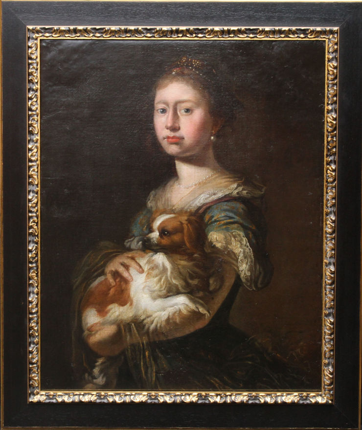 Portrait of Lady and Spaniel by Old Master at Richard Taylor Fine Art