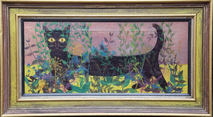 British Black Cat Portrait by P Holt at Richard Taylor Fine Art