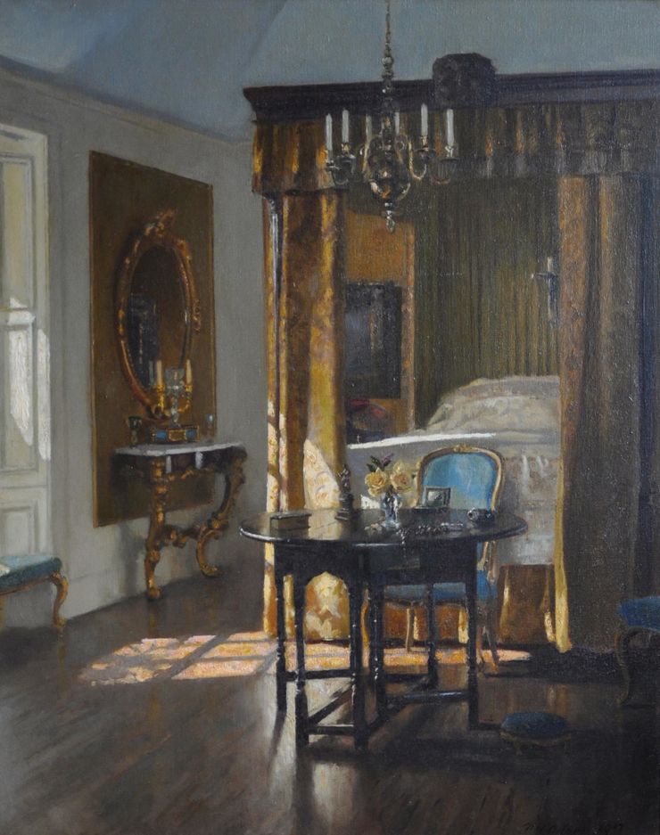 The Yellow Bed Scottish exhibited interior by Patrick William Adam Richard Taylor Fine Art
