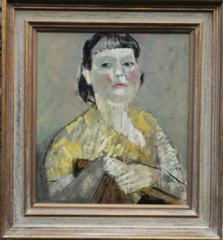 Post Impressionist Portrait of Lady by Pauline Glass at Richard Taylor Fine Art