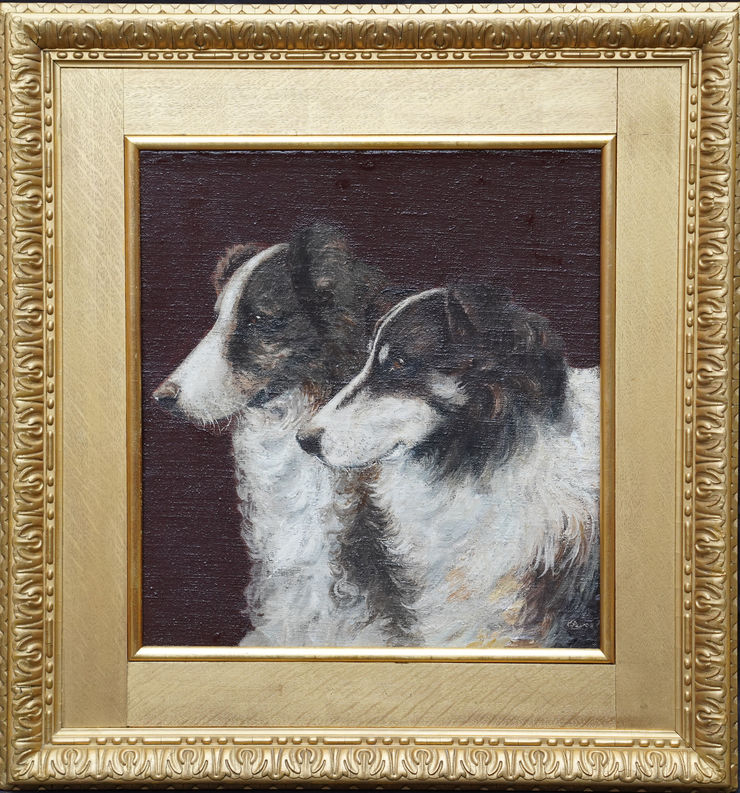 British Portrait of Two Dogs by K Pearce  at Richard Taylor Fine Art