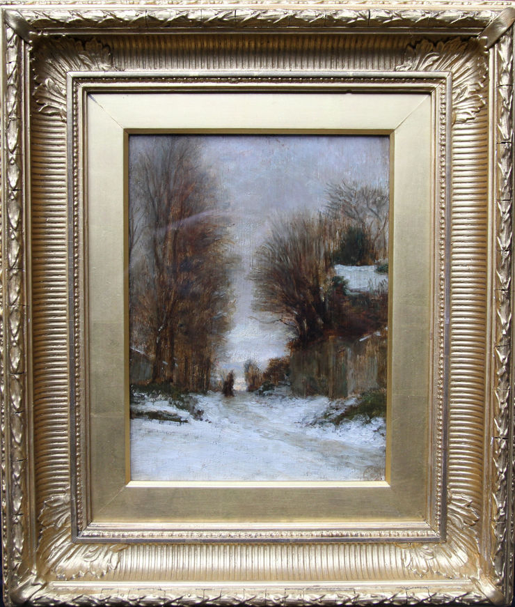 Snow at Fountainebleau by Piere Edouard Frere at Richard Taylor Fine Art