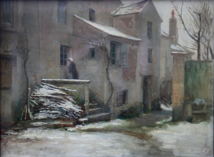 A Winter Courtyard French Impressionist Art by Piere Edouard Frere Richard Taylor Fine Art