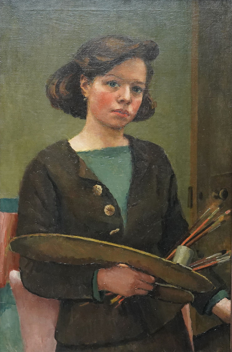 British Thirties Self Portrait of a Female Artist Richard Taylor Fine Art