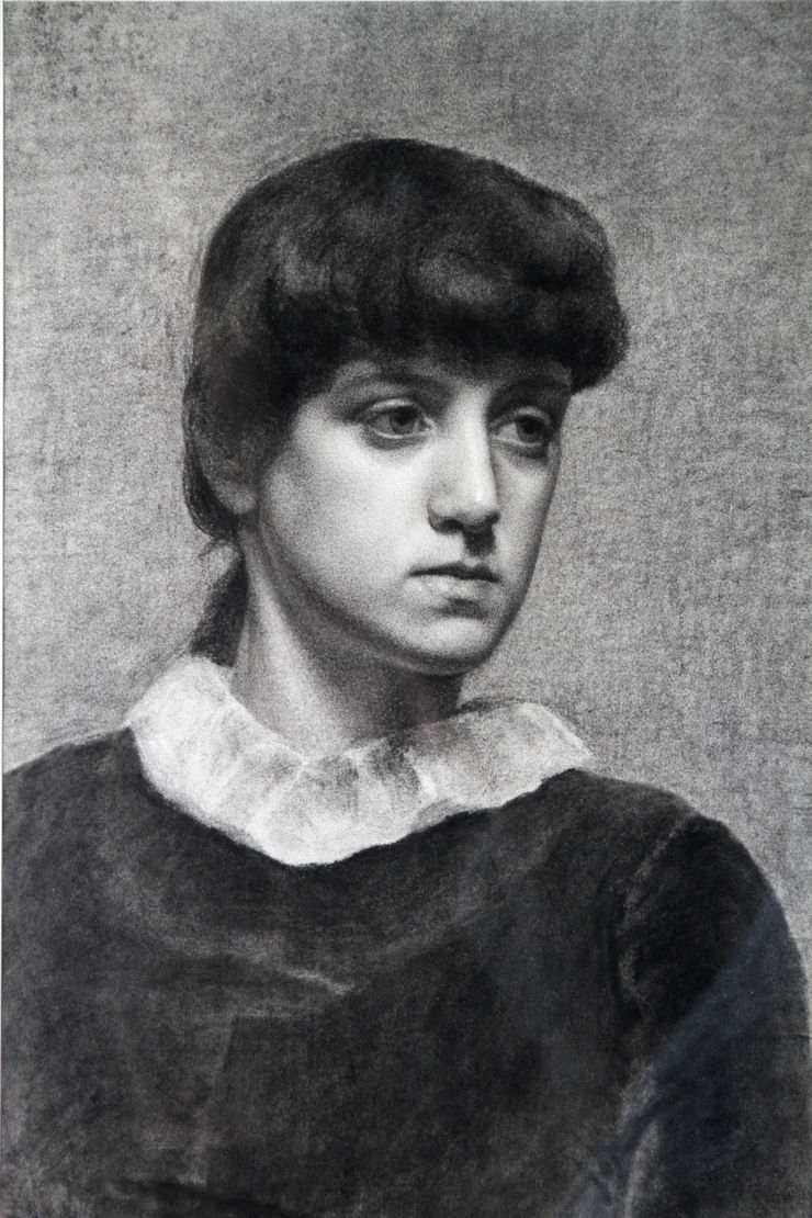 Portrait of Young Woman Pre-Raphaelite Victorian Drawing  Richard Taylor Fine Art