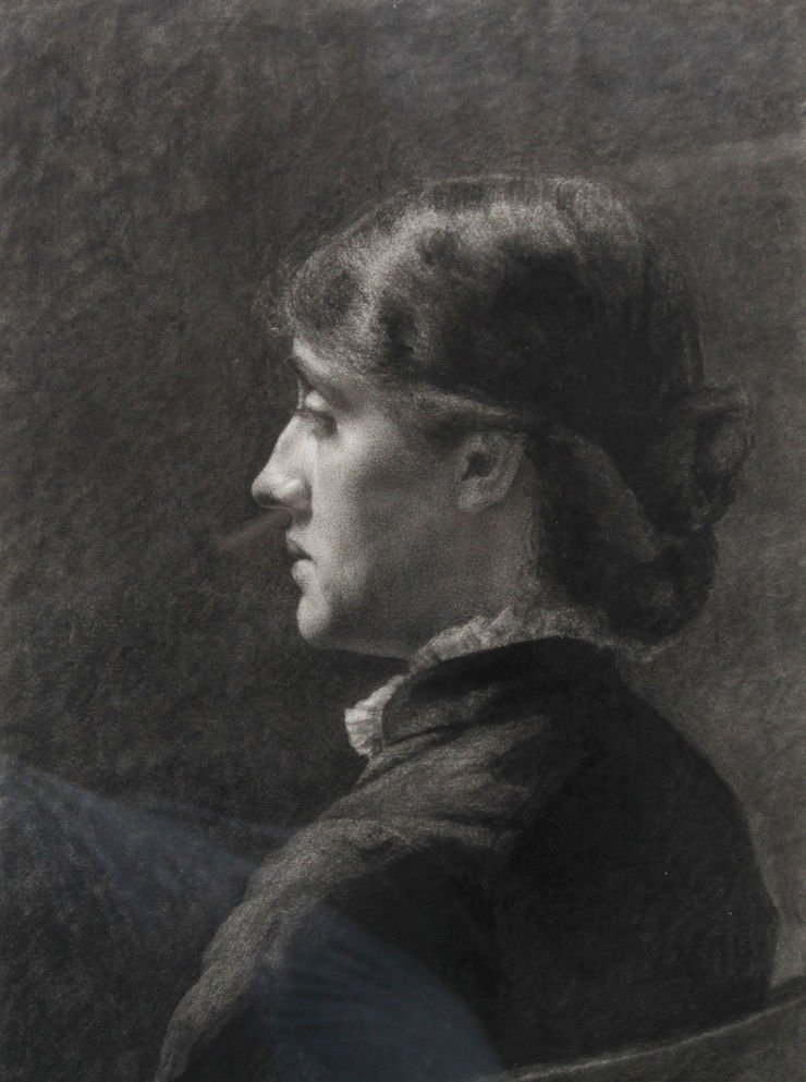Victorian Pre-Raphaelite portrait drawing of a woman Richard Taylor Fine Art