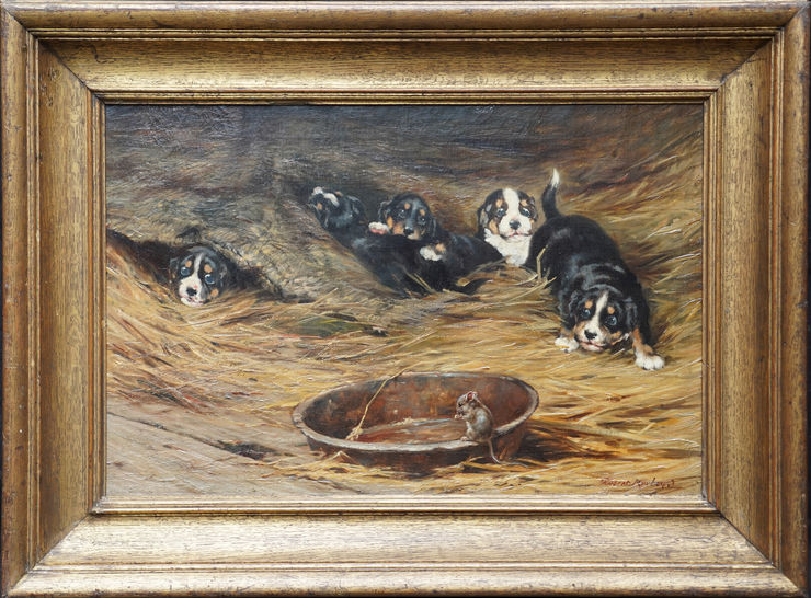 Robert Morley - Scared Puppies and Mouse - Richard Taylor Fine Art