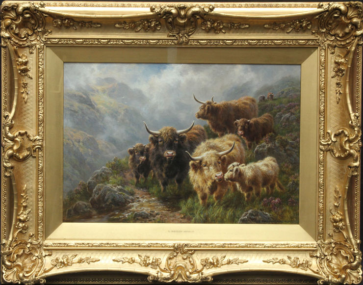 Cattle on a Hillside Glen Coe Argyll by Arthur Sydney Watson at Richard Taylor Fine Art