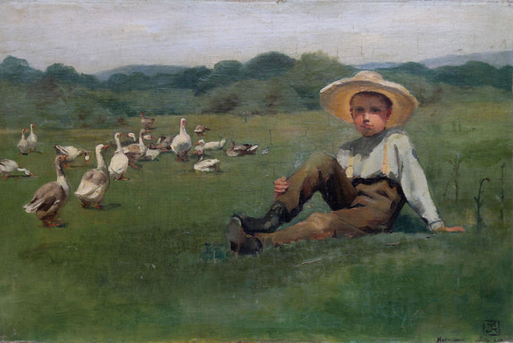 sir james guthrie - goose boy - glasgow artist - richard taylor fine art