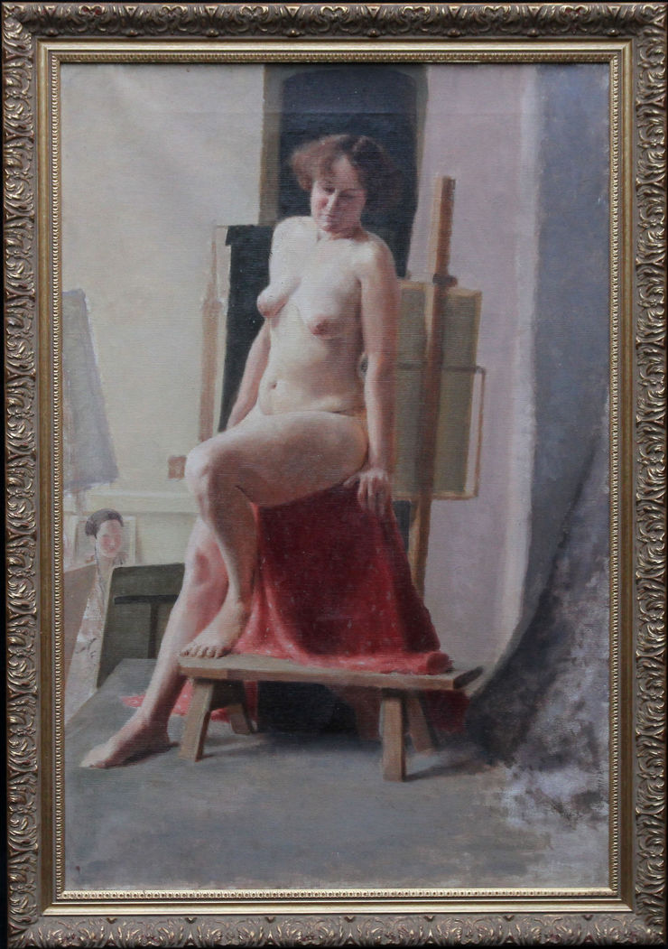 Women's Art Class Seated Portrait by Slade School E A Jay at Richard Taylor Fine Art