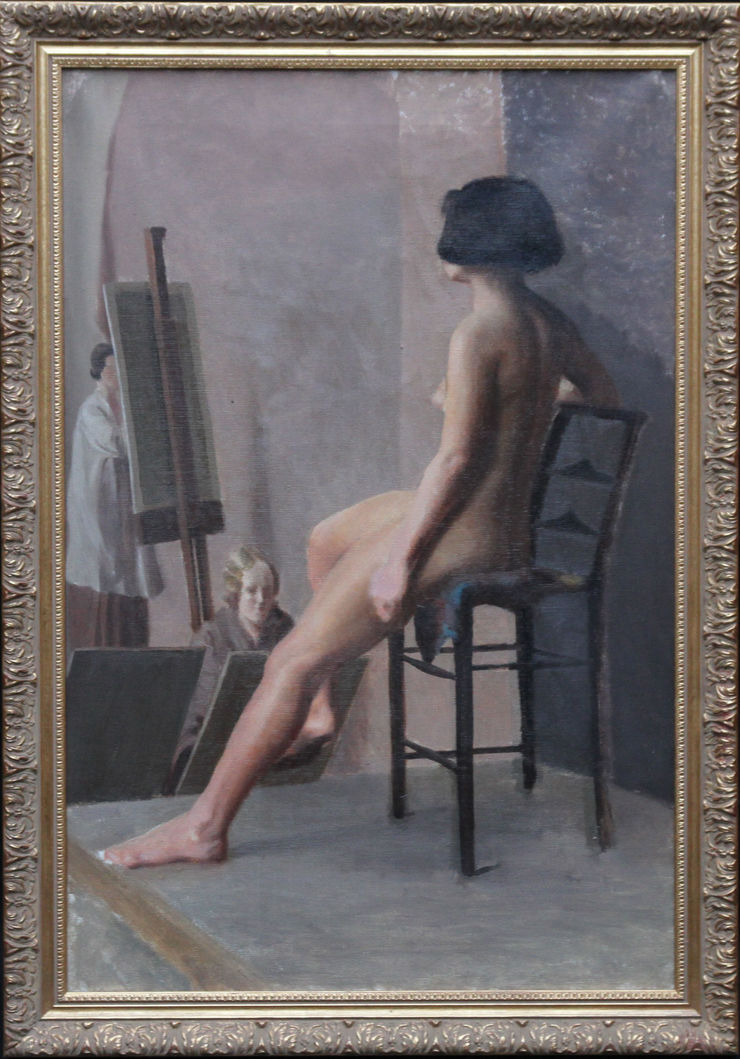 Women's Art Class Nude Portrait by E A Jay at Richard Taylor Fine Art
