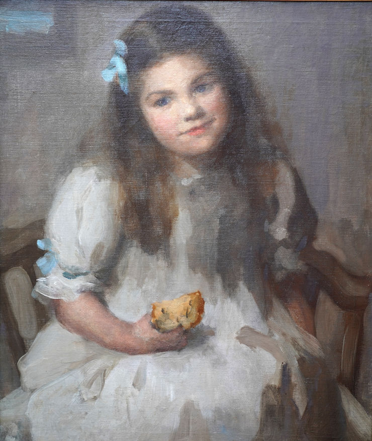 Cornish Portrait of Girl with Saffron Bun by Sybil Maude Richard Taylor Fine Art