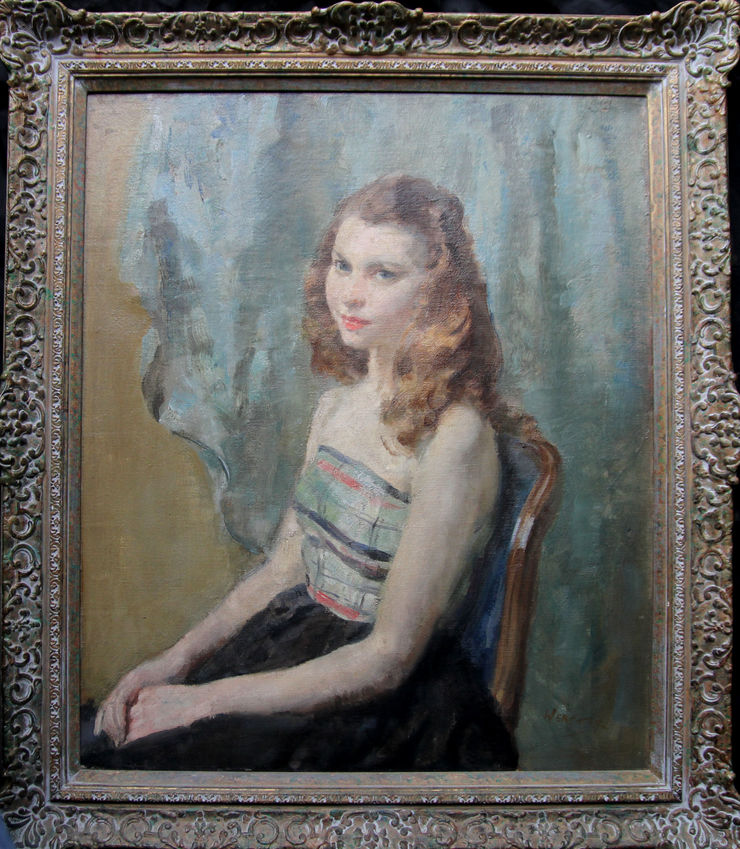 Portrait of a Young Woman Sitting by  Walter Ernest Webster at Richard Taylor Fine Art