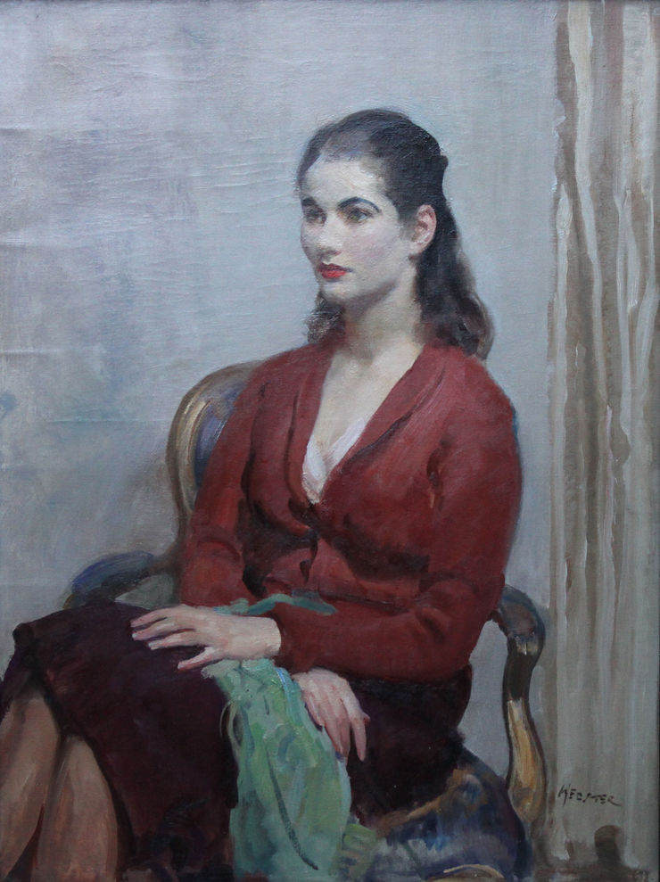 Portrait of Lady in Red by Impressionist Walter Ernest Webster Richard Taylor Fine Art