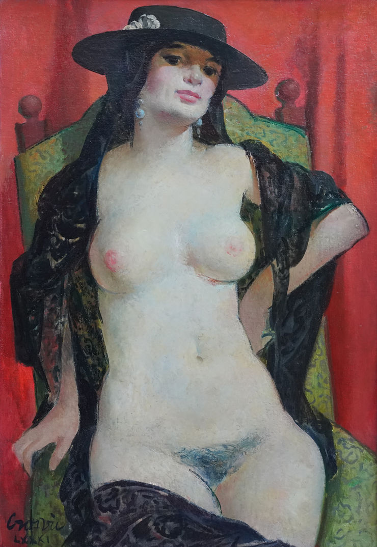 Scottish 20th Century Nude Portrait of a Woman by William Crosbie at Richard Taylor Fine Art