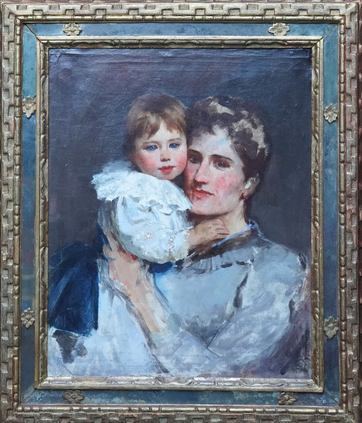 British Mother Son Portrait by William Henry Margetson at Richard Taylor Fine Art
