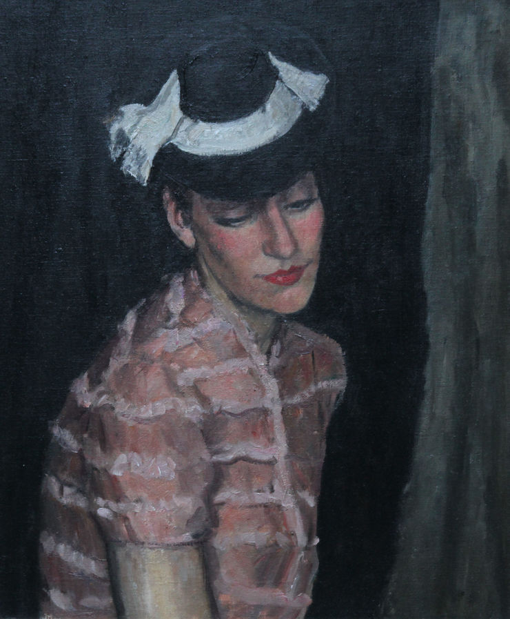 British Portrait of a Woman in Hat Richard Taylor Fine Art