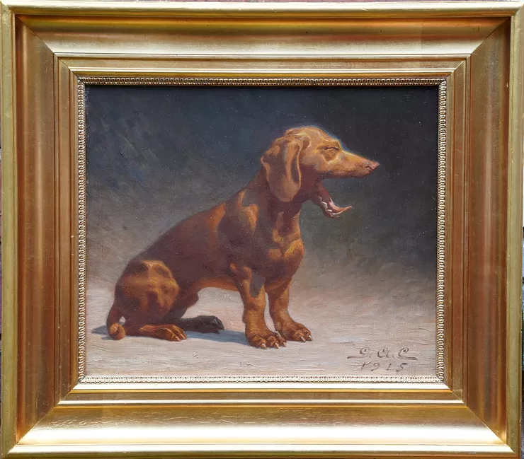 Portrait of a Dachshund Dog  by G. A. C. at  Richard Taylor Fine Art