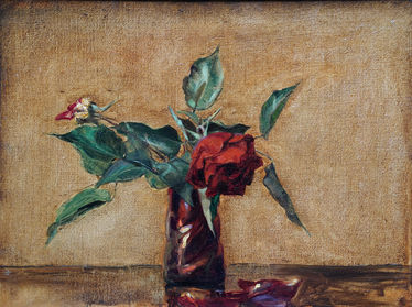 Still Life of Red Roses in a Vase