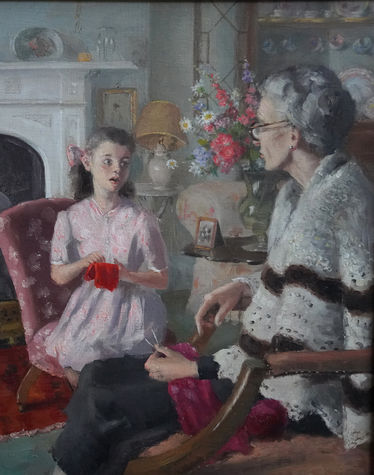 Portrait of Grandma and Grand Daughter in an Interior