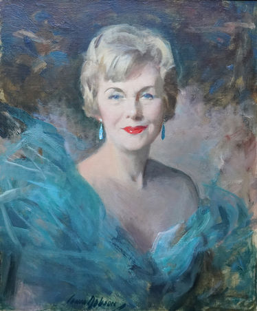 Scottish Portrait of a Lady in Turquoise Dress