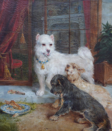 Interior Scene with Dogs