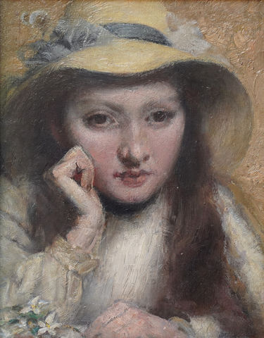 Portrait of Girl in Straw Hat