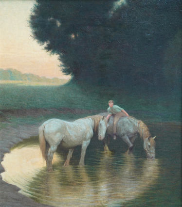 The Watering Place - Landscape with Horses