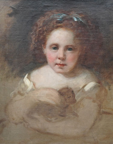Portrait of a Girl with Puppy