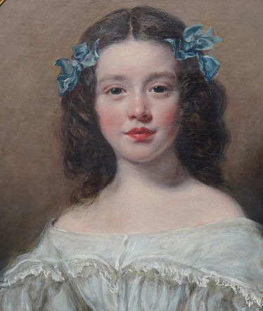 Victorian Portrait of a Girl with Blue Ribbons