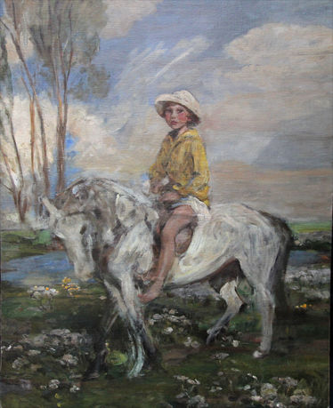 Portrait of Artist's Grandson Jeb Keigwin on Pony