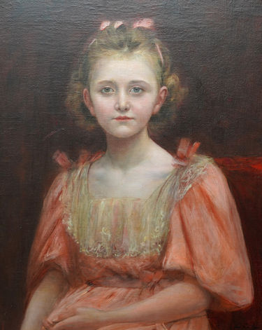 Portrait of a Young Girl in a Peach Dress